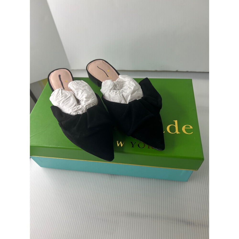 Kate Spade New York Faryn Black Suede Bow Pointed Toe Mules S110170 Mens 5M